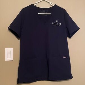Figs Casma Three Pocket Scrub Top Size M Medium Womens Navy Blue Nurse Medical